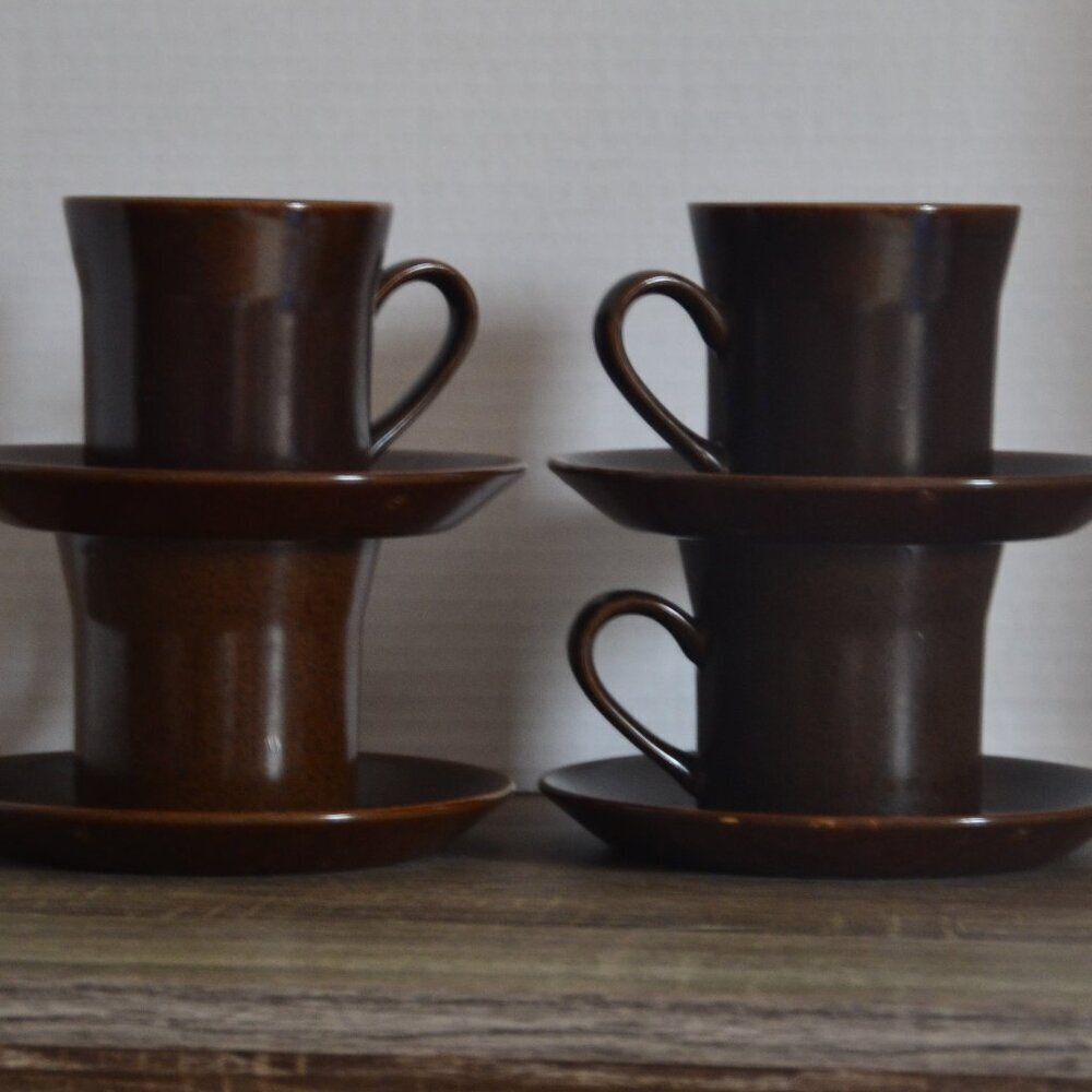 Crown Lynn Cup and Saucer Set of Four